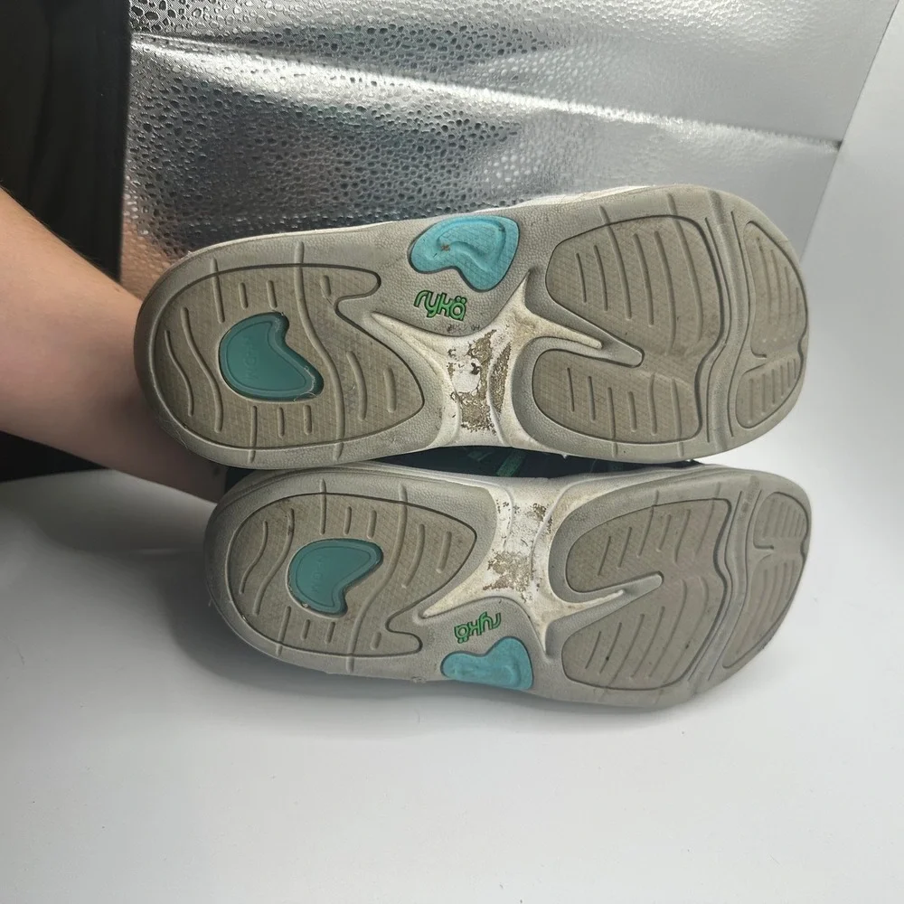 Ryka Hula Navy Blue Teal Walking Sandals Water Shoes Womens 7M Bungee Strap